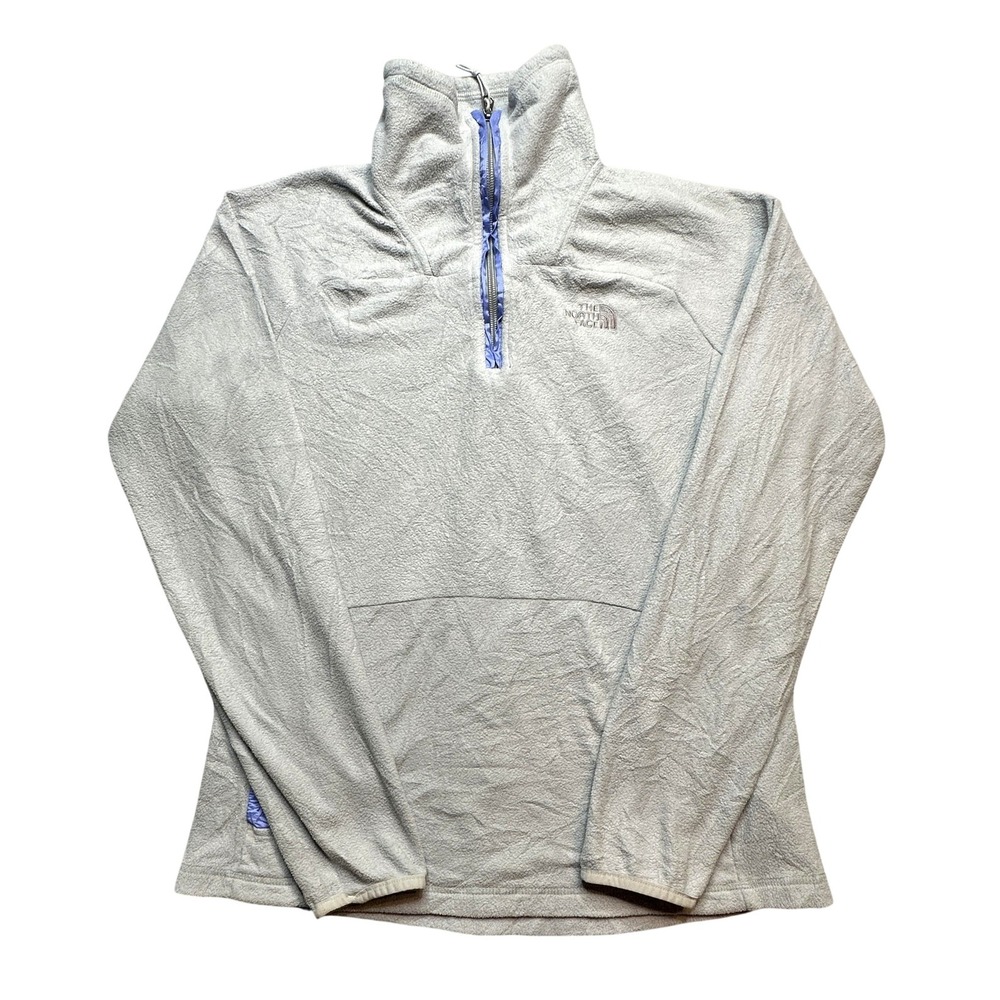 The North Face Pullover Womens Medium Gray Fleece 1/4 Zip‎ Hiking Cozy Top